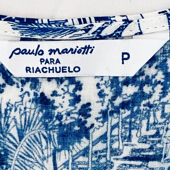 NWT Paulo Mariotti dress beach cover Womens Petite blue white midi button front - Picture 11 of 14